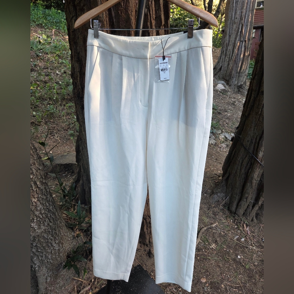 Express Ankle Super High Rise Ivory Pants‎ Size 10